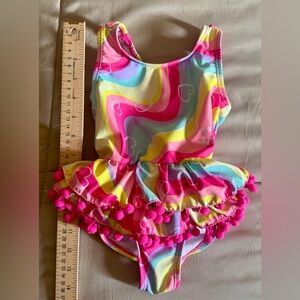 Betsey Johnson 2T Girls One Piece Swimsuit with Tutu Ruffles